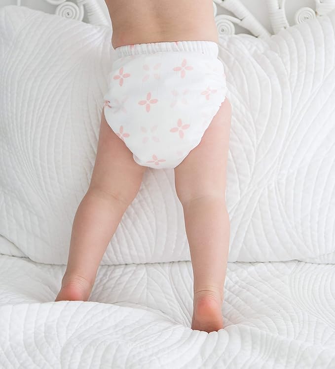Amazing Baby Hybrid Cloth Diaper Cover with Pocket-Sling, Med, Sz 3 (12-25 lbs), Use with Boosties Inserts, Pink Springfield, SmartNappy Set includes Muslin Cover + Tri-fold Insert + Booster Pad