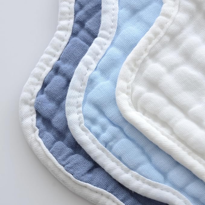 MUKIN Soft Cotton Muslin Baby Bibs 6 Pack | Adjustable Snap Closure for Newborns| Absorbent for Drooling, Teething & Feeding
