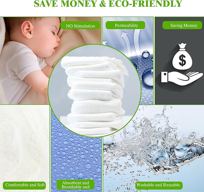 Prefold Cloth Diapers, Fasoar 3 Ply Baby Washable Cotton Diapers Covers for Babies to Toddlers Multi-Use (10-35 lbs) Count(12)