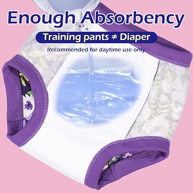 BIG ELEPHANT Potty Training Underwear, 100% Cotton Absorbent Unisex Toddler Pee Pants for Boys Girls
