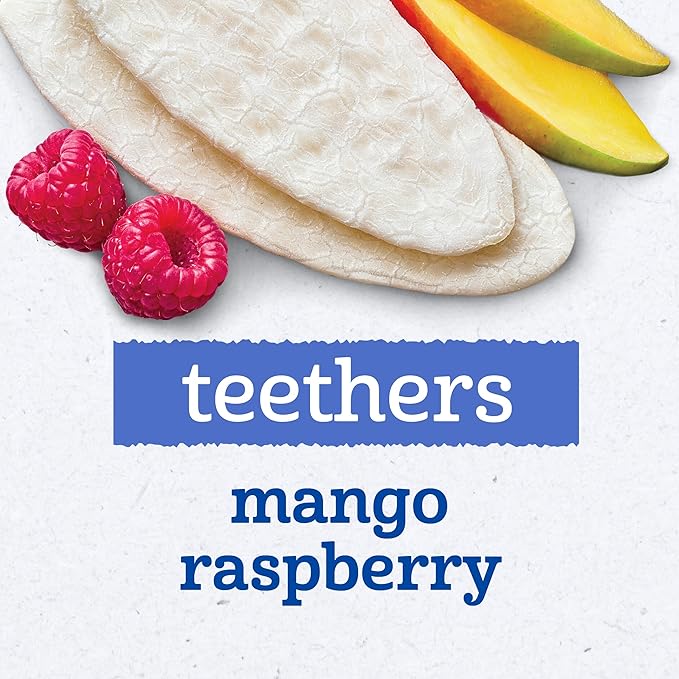 Gerber Snack for Baby Teethers, Mango Raspberry, Gentle Teething Wafers Flavored with Real Fruits, 12 Individually Wrapped 2-Packs (24 Wafers/Box) (Pack of 2 Boxes)