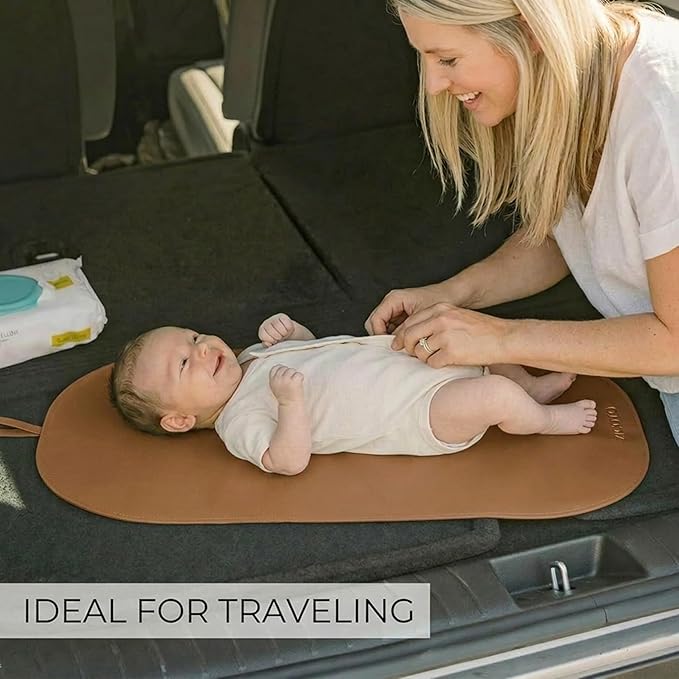 Beautiful Baby Diaper Changing Mat Made of Vegan Leather - Soft and Easy to Wipe Changing Pad for Travel or at Home Use - Lightweight and Foldable Mat that Perfectly Fits Into Any Diaper Bag