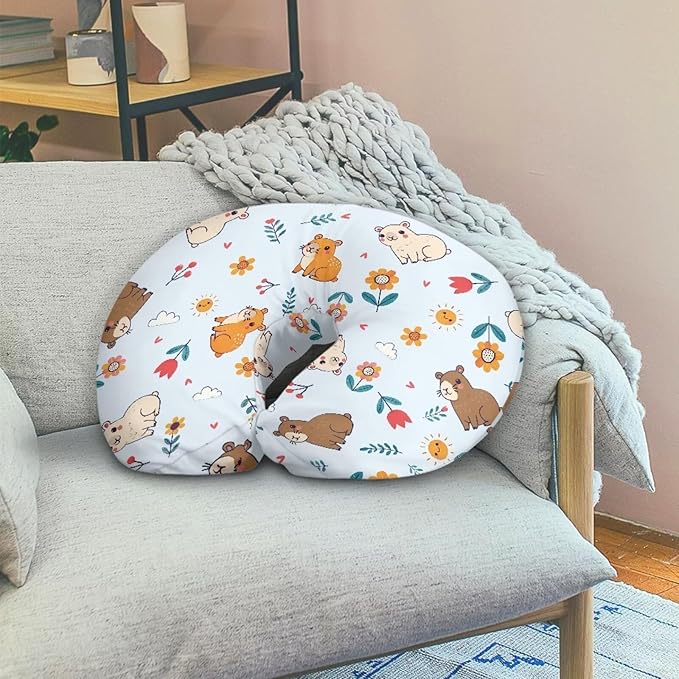Jeiento Cartoon Capybara Nursing Pillow Cover Soft and Comfortable Nursing Cover for Breastfeeding Pillows, Pillow Slipcover for Newborn
