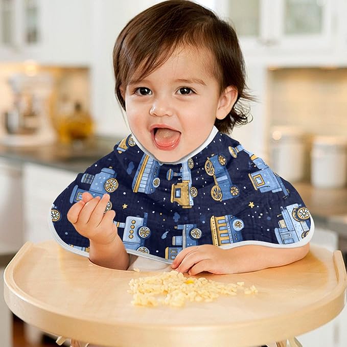 Trains Cute Blue Burp Cloths Baby Boys Girls Absorbent Soft Cotton Burping Cloths Rags 1 Pack