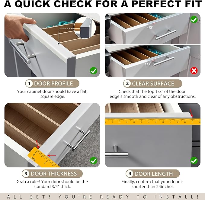 Cabinet Protectors for Kitchen Cabinets, White Cabinet Door Protector Trash Drawer Protector Edge Guard, Plastic Slip on Protectors for Cabinets– 3/4" Thick, 18" Length