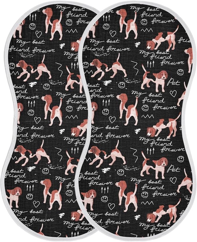 vvfelixl Muslin Burp Cloths Beagle Dogs Friends Baby Washcloths for Baby Girl Boys 2 Pack