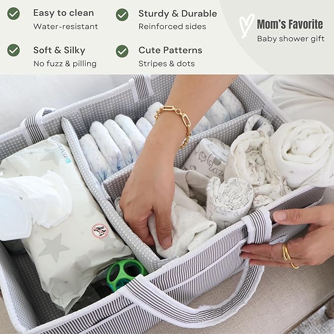 Lily Miles Extra Large Diaper Caddy - Bundle of 2 - Caddy Organizers for Baby Diapers, Wipes or Essentials