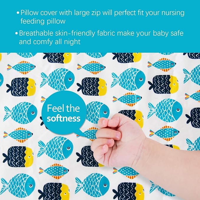Biloban Nursing Pillow Cover 2 Pack for Breastfeeding Pillow, Ultra Soft and Cozy Nursing Slipcovers, Snug Fits Boppy Pillow, Perfect Choice for Mom
