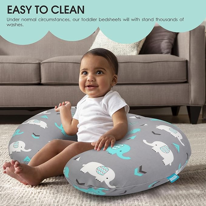 BROLEX Baby Nursing Pillow Covers: 2-Pack Soft Slipcovers for Breastfeeding Pillows - Comfortable Fabric, Fits Standard Nursing Pillows for Boys & Girls - Elephant Whale
