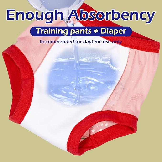 BIG ELEPHANT Potty Training Underwear, 100% Cotton Absorbent Unisex Toddler Pee Pants for Boys Girls