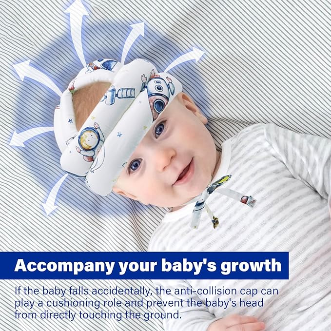 Baby Safety Helmet Baby Head Protector No Bumps for Running Walking Crawling, Safety Head Adjustable Protective Cap Headguard Hat