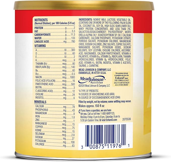 Enfamil Infant Formula, Milk-based Baby Formula with Iron, Omega-3 DHA & Choline, Powder Can, 21.1 Oz