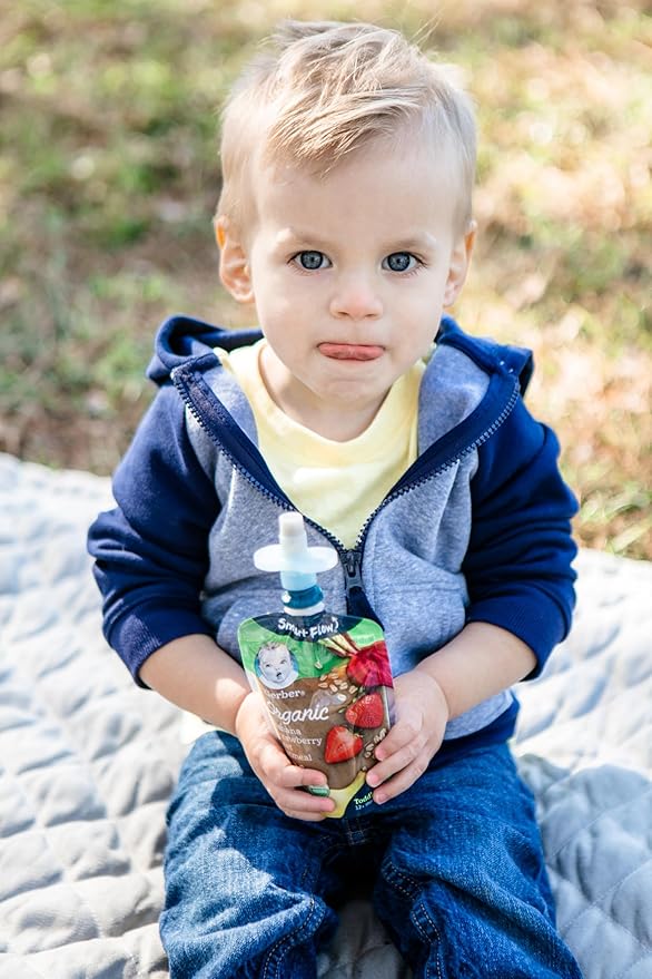 SoftSip Food Pouch Top + Travel Case | Baby Led Weaning | Mess Free No Spill Valve, 100% Silicone, BPA Free | 2 Sets of Aqua Blue SoftSip + Travel case