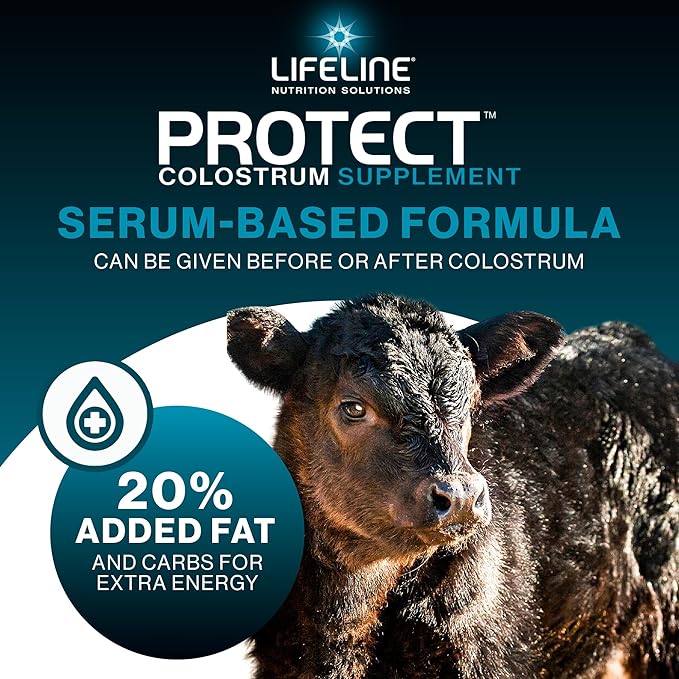 ANNUSO LIFELINE Protect Colostrum Supplement for Calves, 1lb Bag - 50g Globulin Protein per Feeding - 20% Added Fat and Carbohydrates - Immune and Energy Support for Newborn Calves