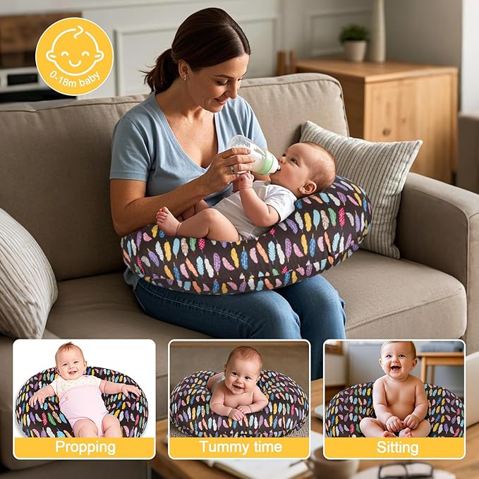 x-vesolje Nursing Pillow, Breastfeeding Pillow with Removable Cover, Ergonomic Breast Feeding Pillow, Baby Feeding Support Pillow for Mom Easier Breastfeeding- Original Size/Feather