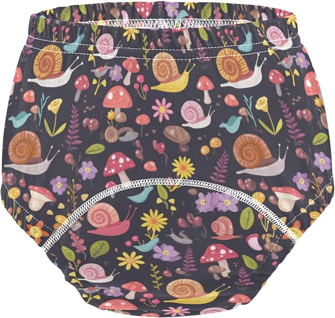 Baby Boys Underwear Potty Training Leakproof Shorts Underwear for Toddler Boys 3T Cartoon-style Snails Mushrooms and Flower