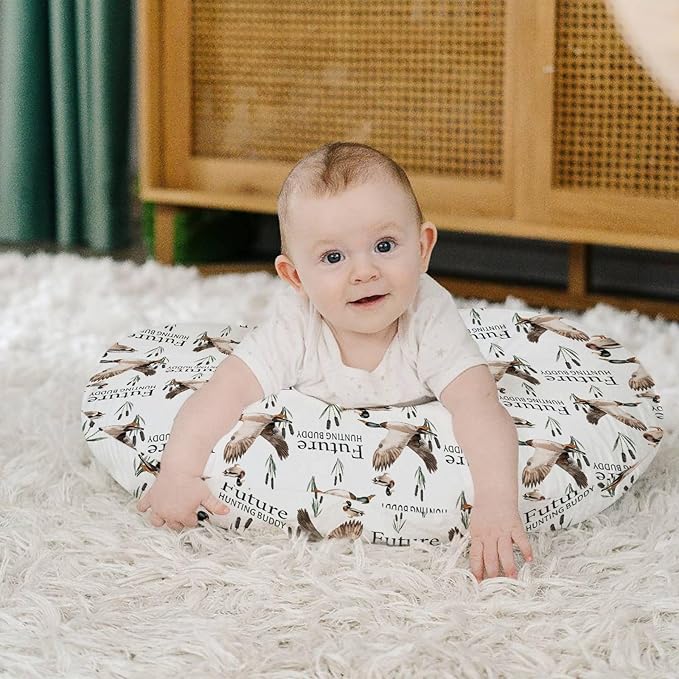 HawSkgFub Future Duck Hunting Buddy Nursing Pillow Cover for Baby Boys, Mallard Duck Hunter Wild Animal Reeds Lake Breastfeeding Pillow Slipcover, Nursing Pillowcase for Newborn Infant, Cover Only