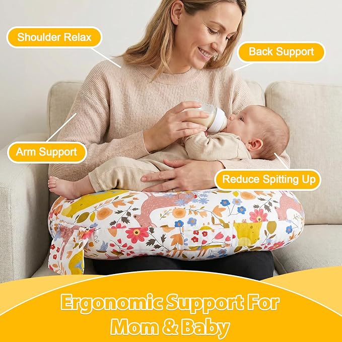 x-vesolje Plus Size Nursing Pillow Wider Support, Breastfeeding Pillow with Adjustable Strap Fit All Body Type, Ergonomic Breast Feeding Pillow, Baby Feeding Pillow for Mom- Max Size (Jungle)