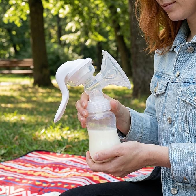 Manual Breast Pump - Adjustable Suction Silicone Hand Pump Breastfeeding, Small Portable Manual Breast Milk Catcher Baby Feeding Pumps & Accessories, White, Mother’s Day Gifts