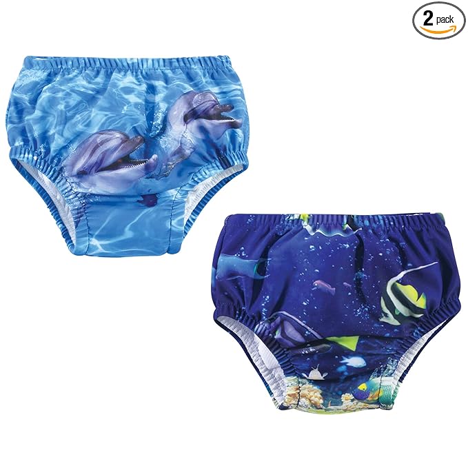 Hudson Baby Unisex Baby Swim Diapers, Coral Reef Dolphin, 3 Toddler