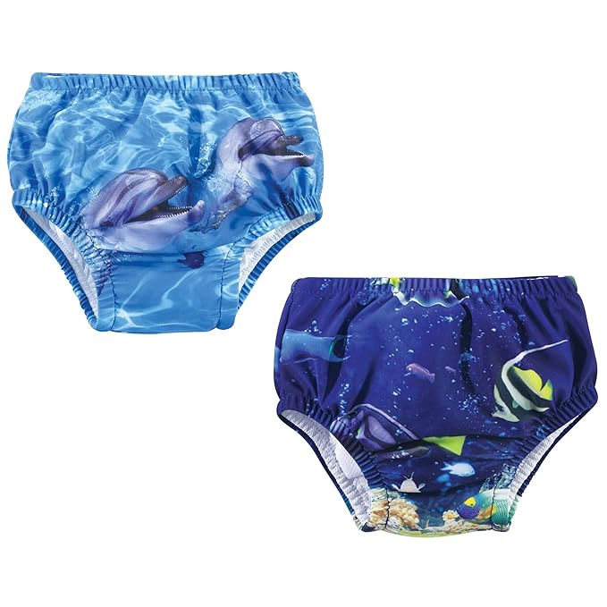 Hudson Baby Unisex Baby Swim Diapers, Coral Reef Dolphin, 3 Toddler