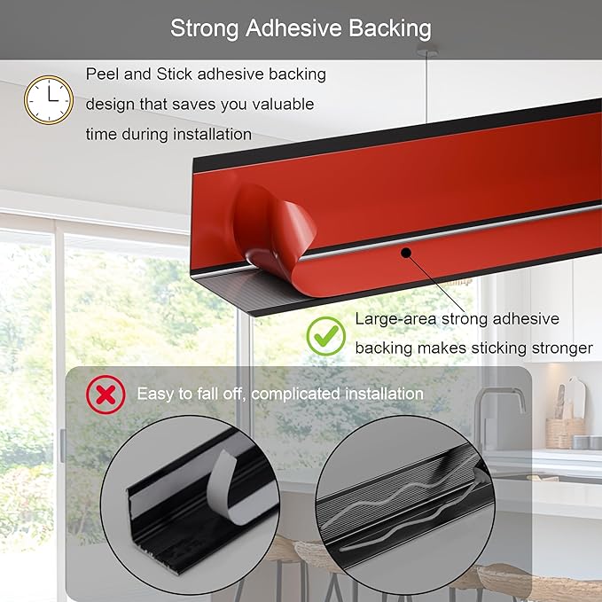 4PCS 48" Metal Corner Protectors, Aluminum Self Adhesive Corner Guards, Metal Wall Edge Protector Strip, Furniture Corner Protectors, Edge Trim for Cabinets and Kitchen Islands (Black, 48"x1"x1")