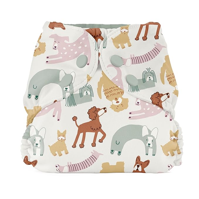 Esembly Cloth Diaper Cover - Reusable Swim Diaper, Waterproof, Breathable - Adjustable Outer Layer Over Absorbent Inner for Blowout Protection - Off-Leash, Size 2 (18-35lbs)