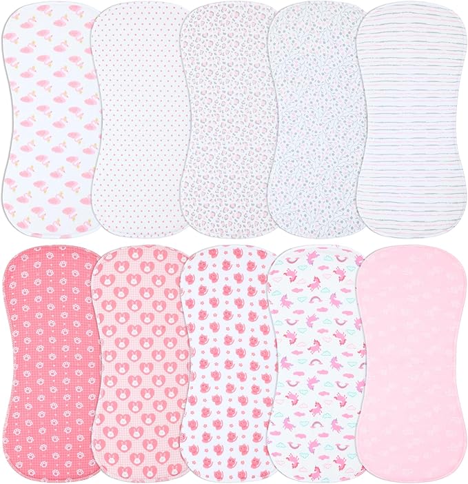 10-Pack Burp Cloths for Baby Boys and Girls - Organic Baby Burp Cloth,Baby Washcloths, Burp Rags, Large Neutral Burp Clothes for Newborn
