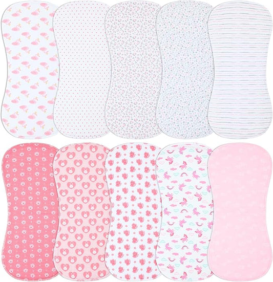 10-Pack Burp Cloths for Baby Boys and Girls - Organic Baby Burp Cloth,Baby Washcloths, Burp Rags, Large Neutral Burp Clothes for Newborn