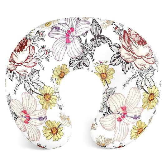 Nursing Pillow Cover, Stretchy Breastfeeding Pillow Slipcover for Baby Girls, Soft Snug Fits On Newborn Feeding Pillowcase, Floral