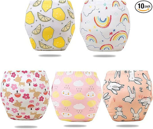 Potty Training Pants for Toddlers, 10 Pack Reusable Cotton Training Underwear, Leakproof Absorbent Kids Potty Training Underwear for Boys & Girls 2T-6T (Girl,M)