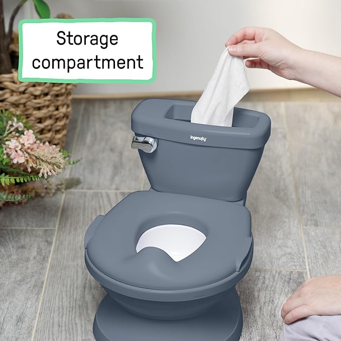 Ingenuity My Size Potty Pro in Blue, Infant Potty Training Toilet, Lifelike Flushing Sound, for Ages 18 Months, Up to 50 Pounds