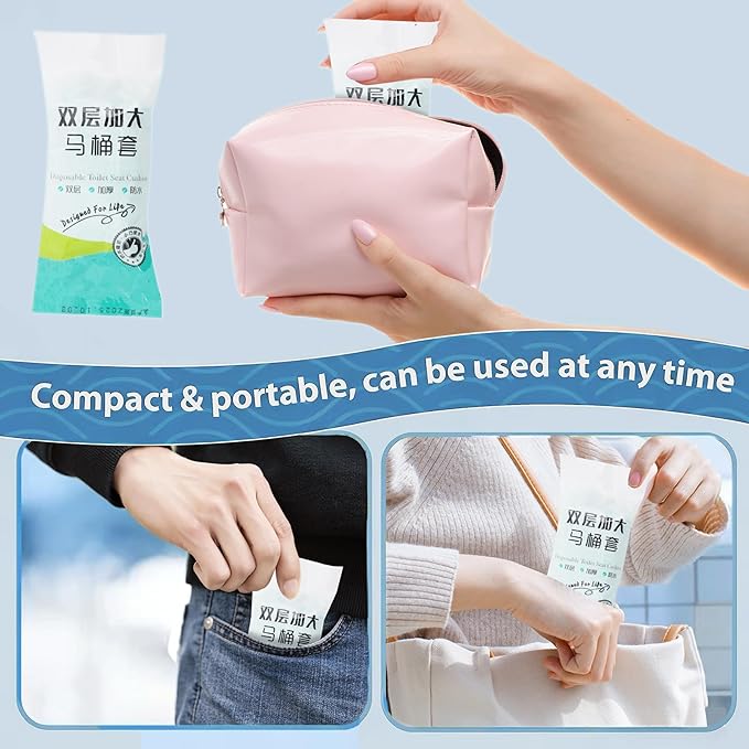 Disposable Toilet Seat Covers, 800PCS.Waterproof Non-Woven Fabric, Individually Wrapped, Portable for Travel, Hotel, Hospital, Public Toilet (Green)