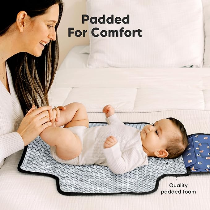 KeaBabies Portable Diaper Changing Pad, Travel, Car - Large Waterproof Baby Changing Mat, Wipeable, Padded, On The Go Travel Diaper Clutch Bag, Easy to Use Pockets for Newborn Essentials (Pets & Paws)