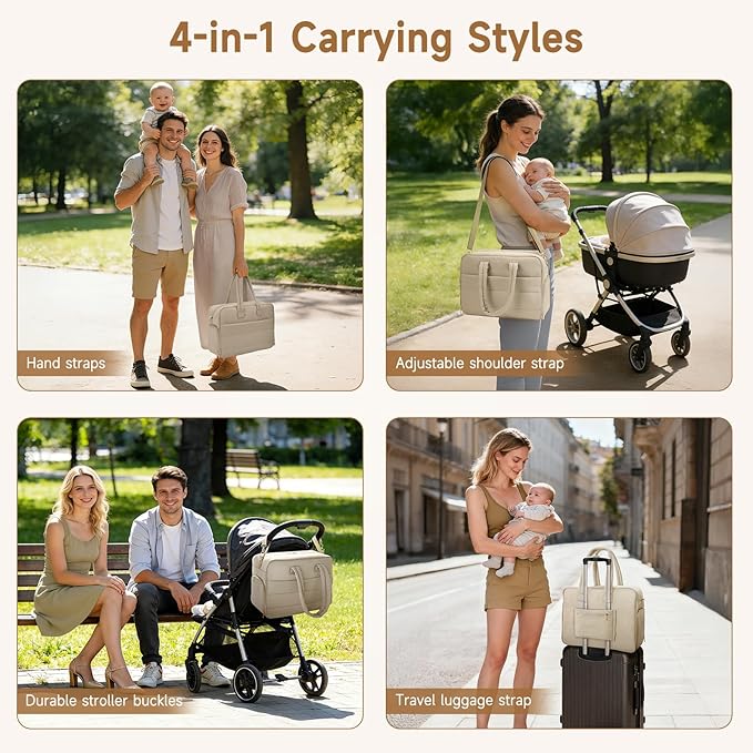 Breast Pump Bag with Insulated Breast Milk Cooler Pocket, Fits Spectra S1/S2 & Most Pumps, Water‑Resistant Work & Travel Tote with 15.6" Laptop Sleeve, Stroller Straps, Luggage Sleeve & Ice Pack,Camel