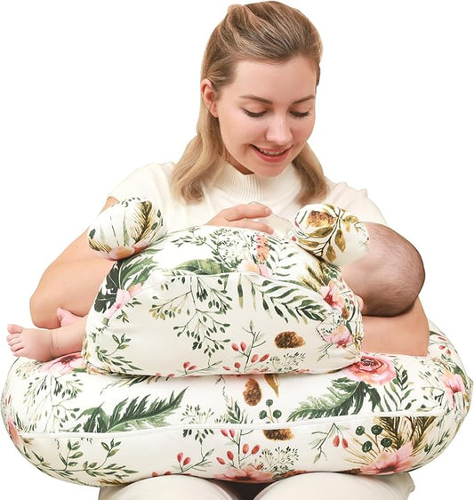 lasoftan Nursing Pillow for Breastfeeding, Breast Feeding Pillow for Mom Support, Adjustable Waist Strap and Removable Cotton Cover, Rose