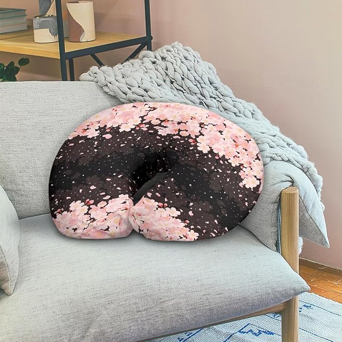 Cherry Blossom Nursing Pillow Slipcover Dustproof Skin-Friendly Nursing Pillow Cover Stretchy Removable Bottle and Breastfeeding Cover for Boys and Girls