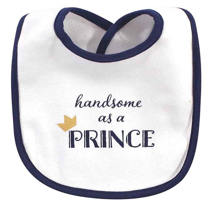 Hudson Baby Unisex Baby Cotton Bibs, Handsome As A Prince, One Size