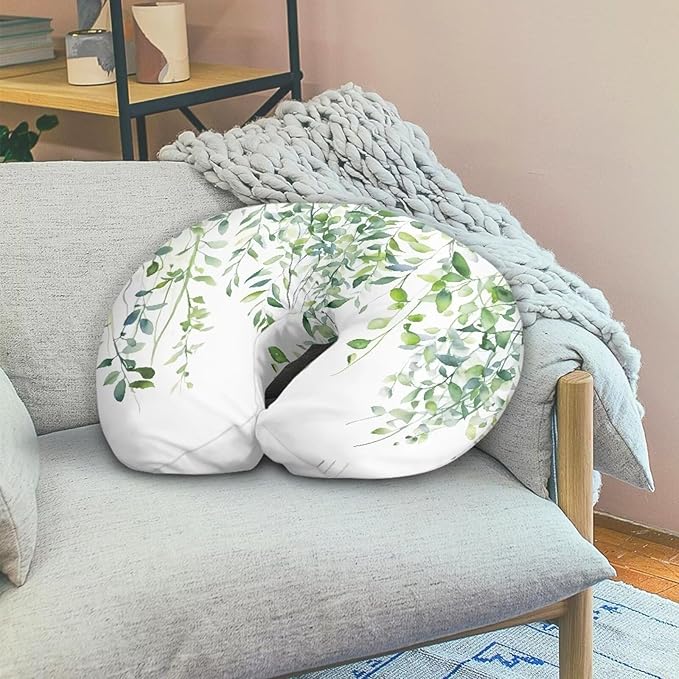 Nursing Pillow for Baby Girl，Nursing Pillow Cover Stretchy，Soft Fabric Fits Snug On Infant, Washable & Breathable，Fits The Original Support for Breastfeeding Green Leaf