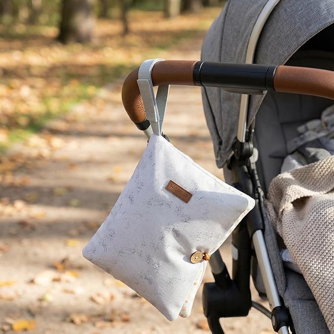 HAMUR Baby Diaper Bag Organizer – Compact & Foldable Stroller Pouch for Newborn Essentials | Travel-Friendly | Fits Boys & Girls (Solid Grey)