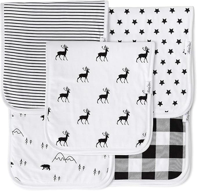 KiddyStar 5-Pack Burp Cloths – Organic Cotton, Soft, Large & Absorbent 3-Layer Towels for Newborns – Essential for Feeding & Spit-Up