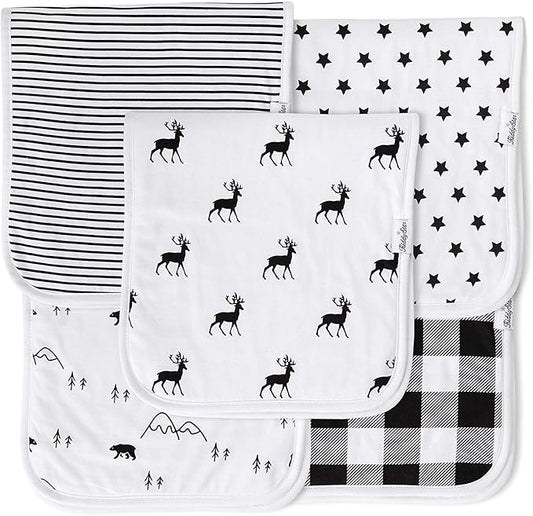 KiddyStar 5-Pack Burp Cloths – Organic Cotton, Soft, Large & Absorbent 3-Layer Towels for Newborns – Essential for Feeding & Spit-Up