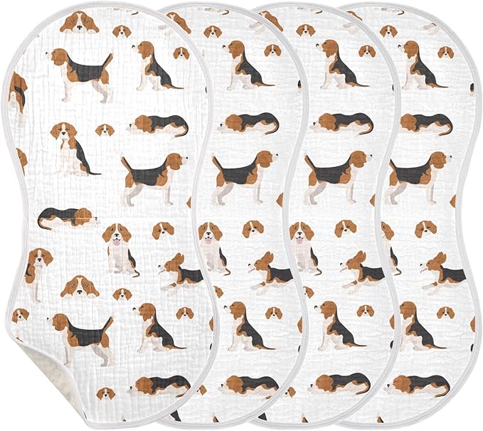 Muslin Burp Cloths for Baby Boys and Girls - 1-Pack Ultra Absorbent Beagle Dog Muslin Washcloths, Newborn Towel, Milk Spit Up Rags, Burp Cloth Bib for Unisex, 22 x 11 Inch