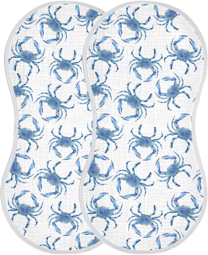 vvfelixl Burp Cloths Blue Crabs for Baby Boy Girls Baby Washcloths Burp Rags 1 Pack