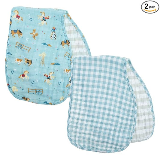 Stephen Joseph, Muslin Baby Burp Cloths, 2-Pack 100% Cotton, Burp Cloth for Baby Boys and Girls, Western