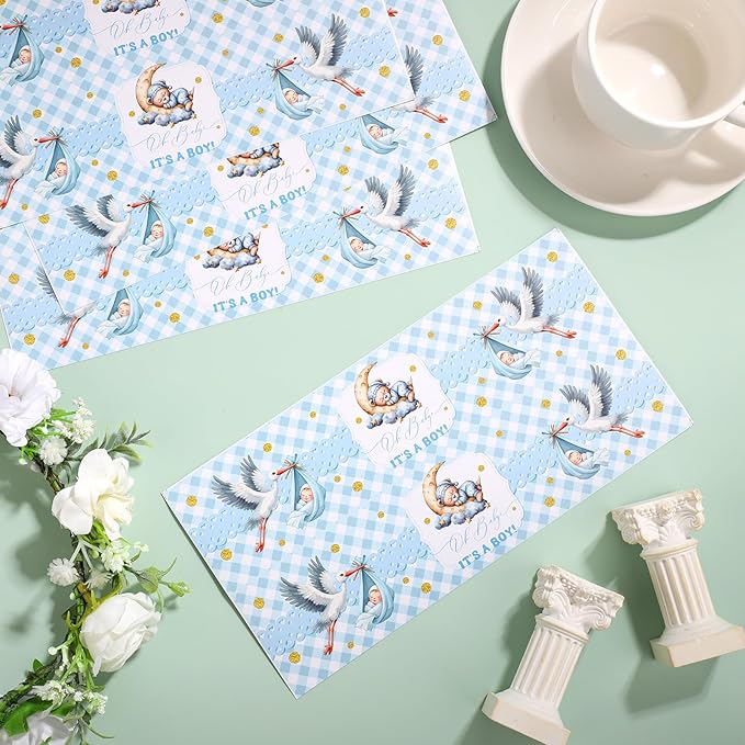 NQEUEPN 50pcs Baby Shower Water Bottle Labels, Waterproof Decorative Water Bottle Labels Personalized Water Bottle Wrap Stickers for Baby Shower Party Decorations (Boys Style 1)