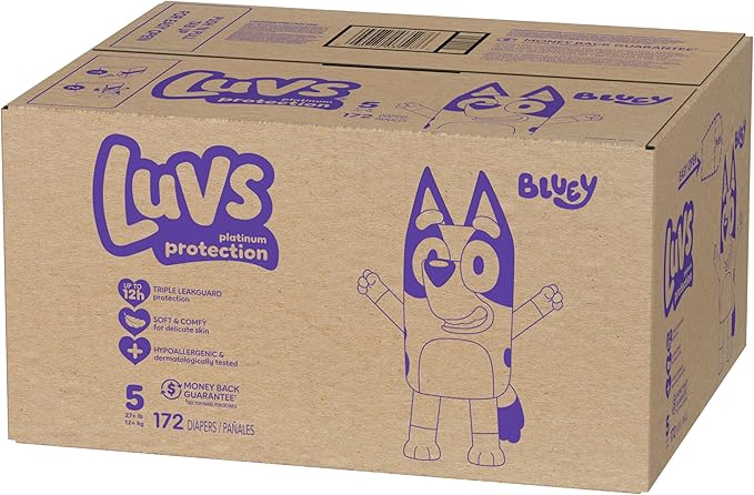 Luvs Diapers - Size 5, 172 Count, Bluey Platinum Protection Baby Diaper
