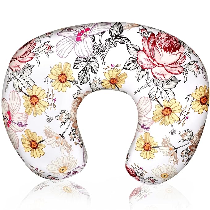Floral Nursing Pillow Cover, Breastfeeding Pillow Slipcover for Baby Girls,Flower Minky Toddler Blanket for Girls