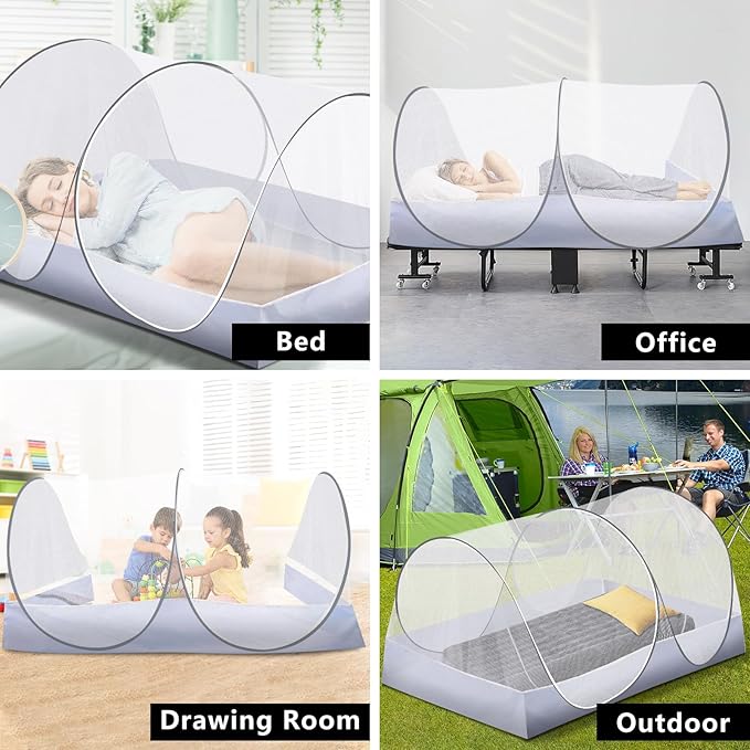 2 Pcs Extra Large Pop Up Mosquito Tent, Portable Foldable Mosquito Net for Bed Camping Travel Patio (78 * 41 * 31inch)