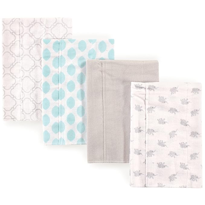 Luvable Friends Cotton Poly Flannel Burp Cloths Multipack, Elephant 8-Pack, One Size
